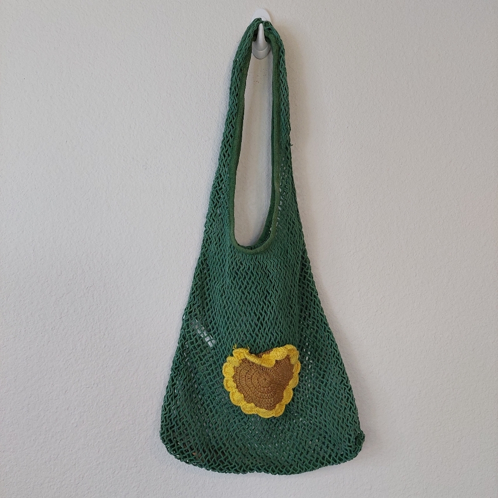 Urban Outfitters Sunflower Crochet Green Fishnet Open‎ Shoulder Bag - Picture 2 of 9